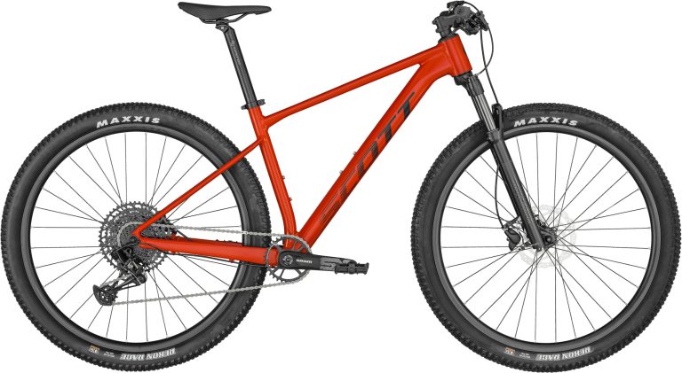 Scott Scale 970 2024 rouge, VTT semi-rigide aluminium à cintre plat, vue de profil