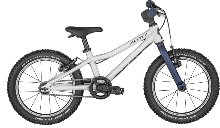 Scott Scale RC 160 2024, vélo enfant 16 pouces en aluminium brut, vue de profil