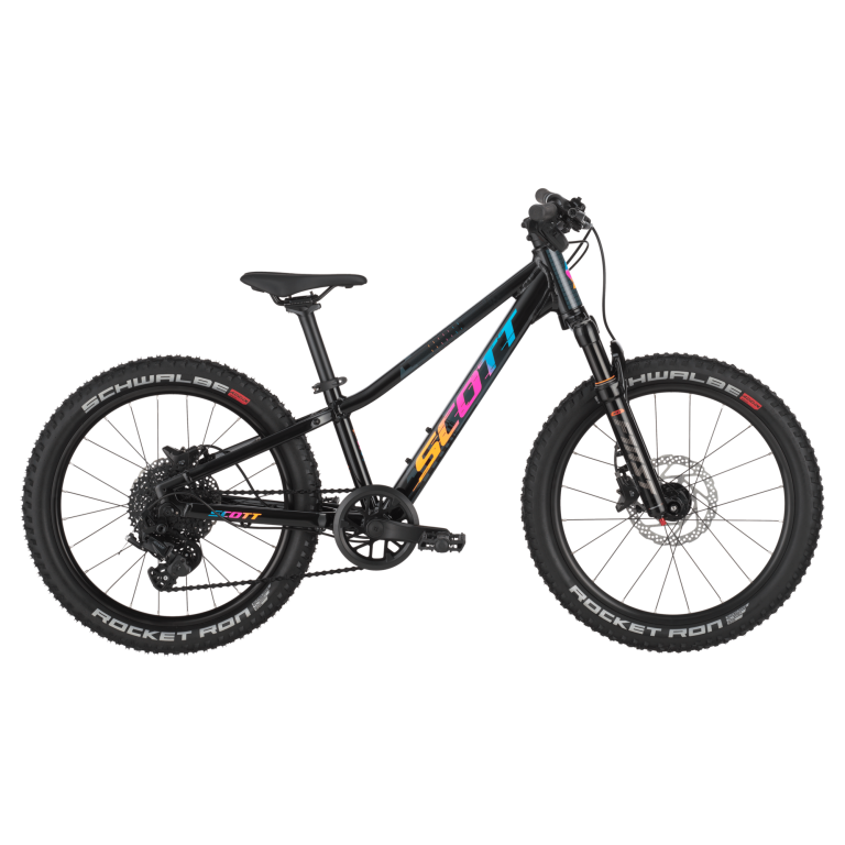 Scott Scale RC 200 2026, VTT enfant 20 pouces à cadre aluminium noir, vue de profil