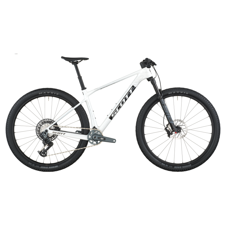 Scott Scale RC Team Issue 2026, VTT semi-rigide carbone blanc de cross-country, vue de profil