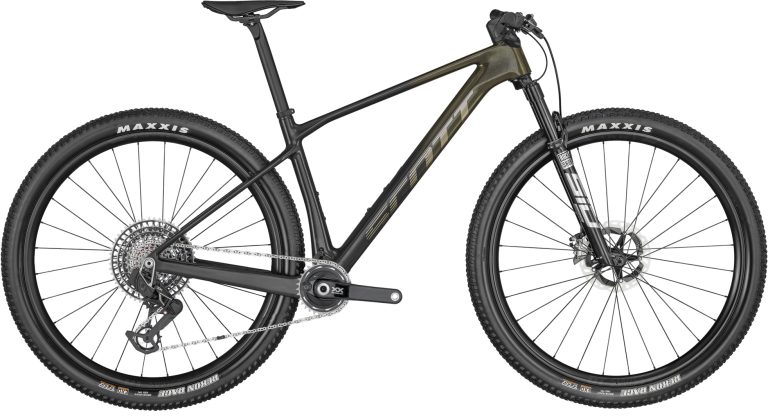 Scott Scale RC World Cup EVO TR 2024, VTT semi-rigide de course en carbone, vue de profil