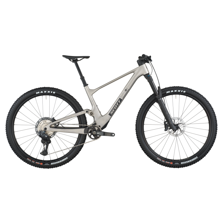 Scott Spark 910 2026, VTT tout-suspendu carbone de trail, vue de profil côté transmission