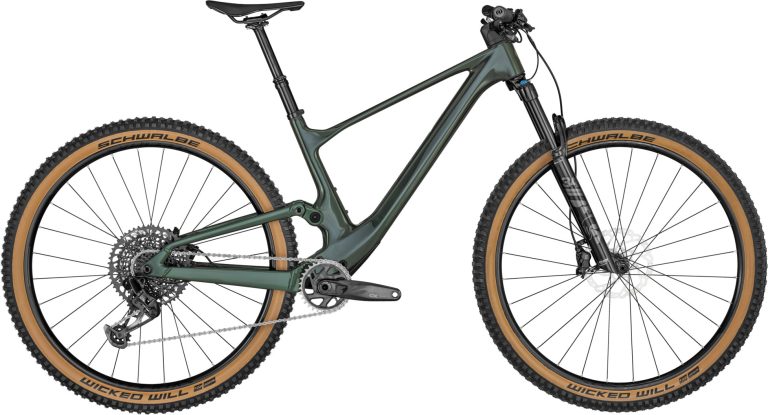 Scott Spark 930 2024, VTT tout-suspendu carbone et aluminium vert, vue de profil