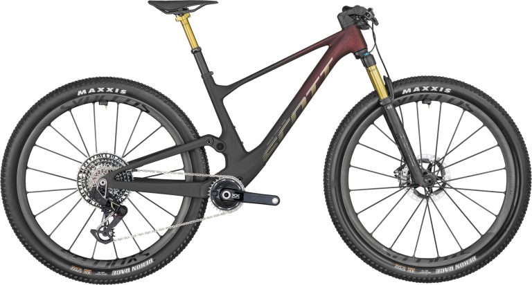 Scott Spark RC SL TR 2024, VTT de cross-country tout-suspendu carbone, vue de profil