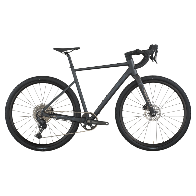 Scott Speedster Gravel 30 2026, gravel aluminium noir à cintre plongeant, vue de profil