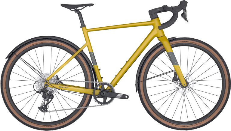 Scott Speedster Gravel 30 EQ 2024 version européenne, gravel aluminium jaune, vue de profil