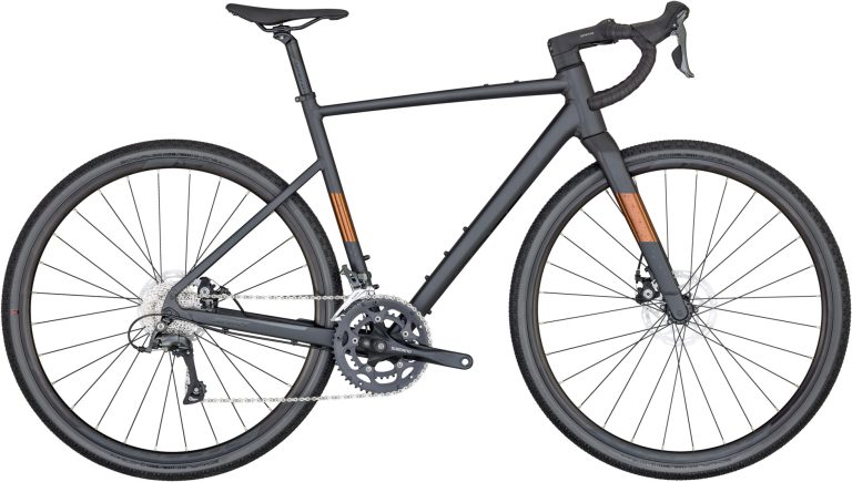 Scott Speedster Gravel 60 2024, gravel aluminium gris à cintre plongeant, vue de profil
