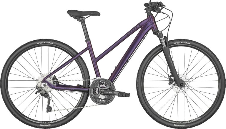 Scott Sub Cross 10 Lady 2024, vélo de trekking aluminium coloris Prism Nitro Purple, vue de profil