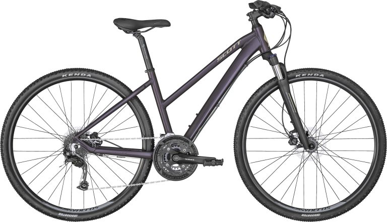 Scott Sub Cross 30 Lady 2024, vélo de trekking aluminium coloris Aubergina Purple, vue de profil