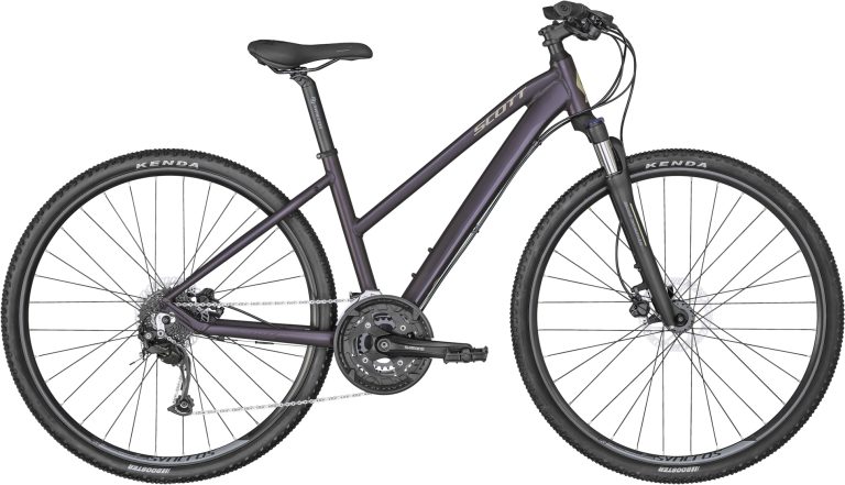 Scott Sub Cross 30 Lady Cu 2024, vélo de trekking aluminium coloris Aubergina Purple, vue de profil