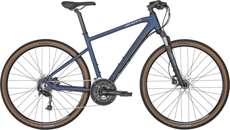 Scott Sub Cross 30 Men 2024, vélo de trekking aluminium coloris Smoked Blue, vue de profil