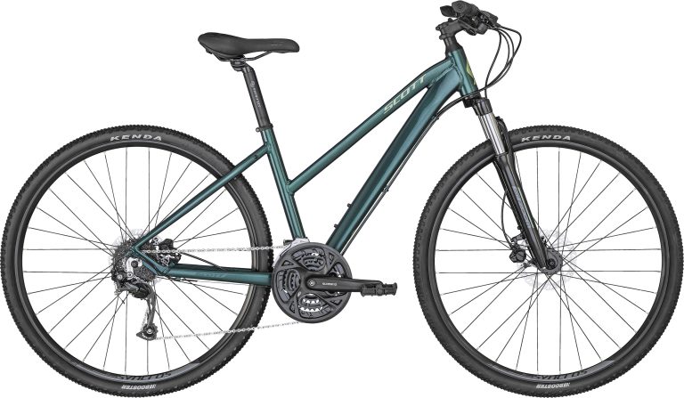Scott Sub Cross 40 Lady, vélo de trekking aluminium à cintre plat et fourche suspendue, vue de profil