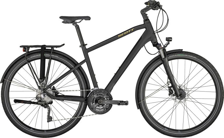 Scott Sub Sport 20 Men 2024, vélo de ville à cintre plat et fourche suspendue, vue de profil