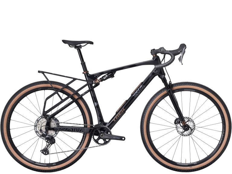 Trek CheckOUT SL 5 (2026), gravel carbone à porte-bagages intégré, vue de profil