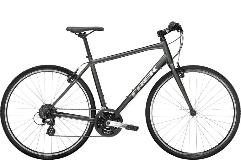 Trek FX 1 2024, vélo de ville à cintre plat et cadre aluminium, vue de profil