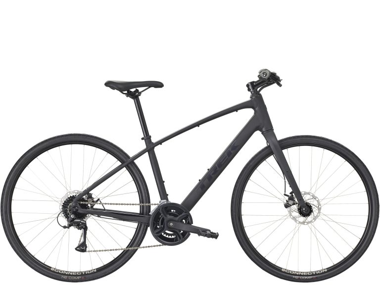 Trek FX 1 Stepover 4e génération, vélo de ville à cintre plat et freins à disque, vue de profil