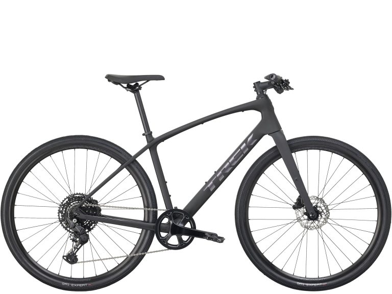 Trek FX Sport SL 4 2027, VTC sportif à cadre carbone et cintre plat, vue de profil