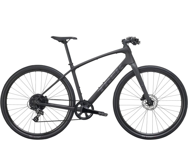 Trek FX Sport SL 5 2027, VTC sportif à cadre carbone et cintre plat, vue de profil
