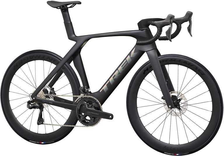 Trek Madone SLR 7 2024, vélo de route aéro à cadre carbone et cockpit intégré, vue de profil