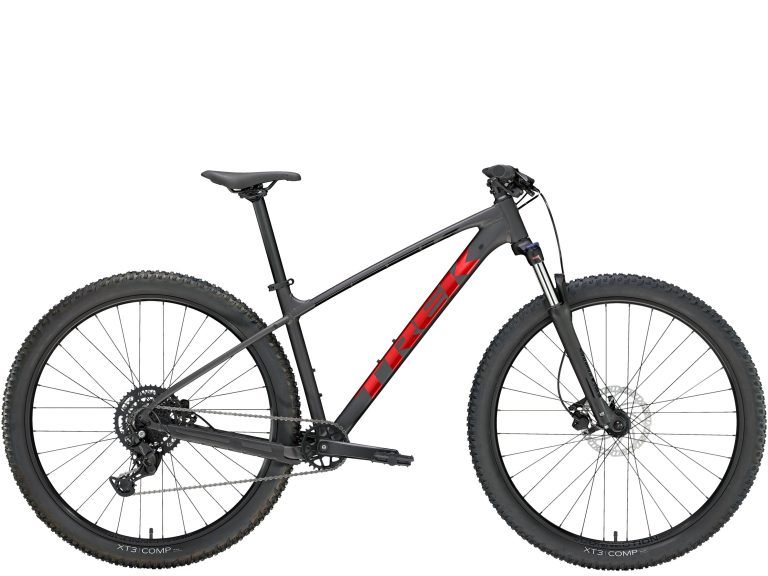 Trek Marlin 5 Gen 3 2024, VTT semi-rigide à cadre aluminium et fourche 100 mm, vue de profil
