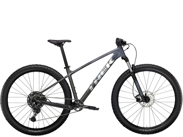 Trek Marlin 6 Gen 3 2024, VTT semi-rigide à cadre aluminium et fourche RockShox Judy, vue de profil