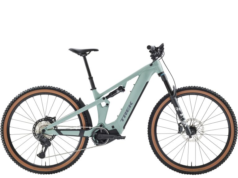 Trek Powerfly FS+ 8 Gen 4 2027, VTT tout-suspendu à assistance électrique à cadre aluminium, vue de profil