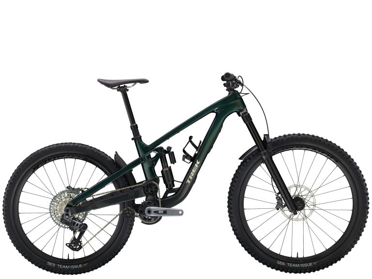 Trek Slash 9.8 GX AXS T-Type 2024, VTT tout-suspendu carbone à pivot haut, vue de profil