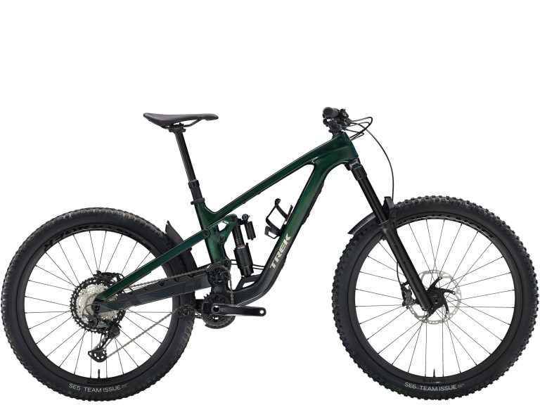 Trek Slash 9.8 XT 2024, VTT tout-suspendu carbone à pivot haut et groupe Shimano XT, vue de profil