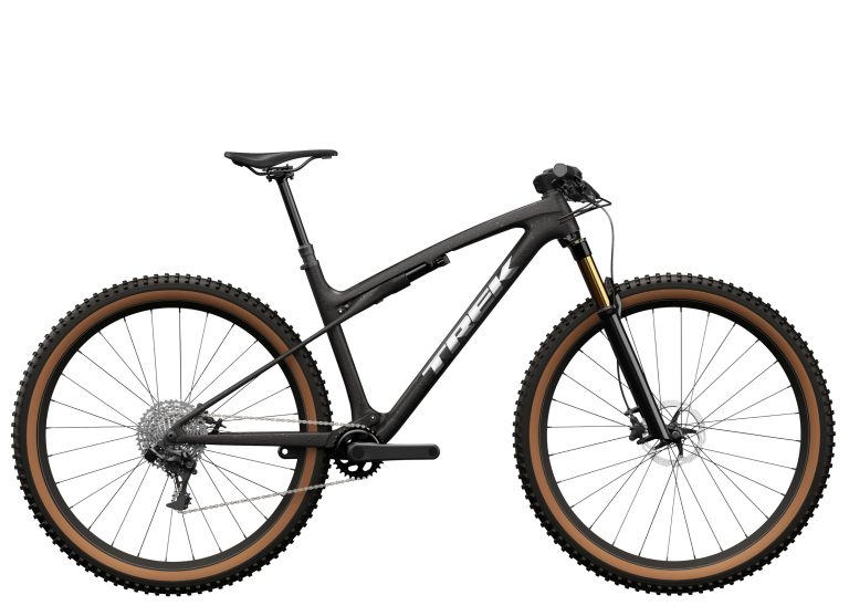 Trek Supercaliber 9.6 2027, VTT cross-country carbone à IsoStrut et groupe SRAM, vue de profil