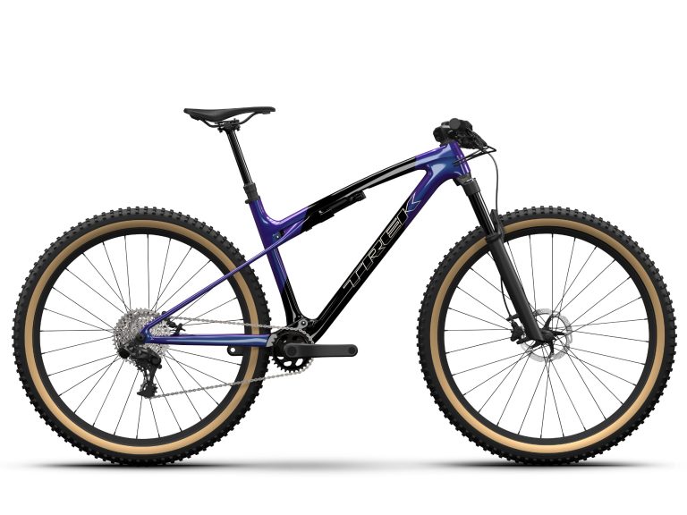 Trek Supercaliber SLR 9.7 GX AXS T-Type 2025, VTT de cross-country tout-suspendu, vue de profil
