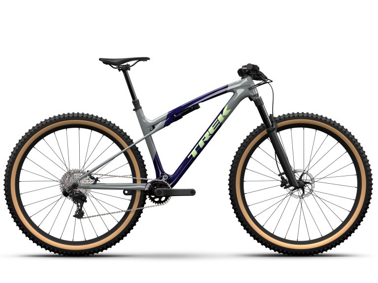 Trek Supercaliber SLR 9.9 XTR 2025, VTT de cross-country carbone tout-suspendu léger, vue de profil