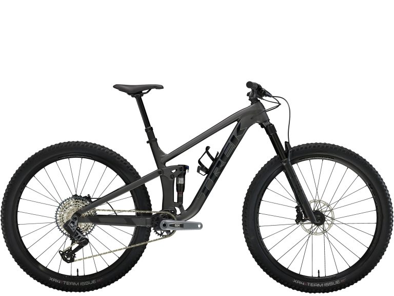 Trek Top Fuel 8 GX AXS T-Type 2024, VTT tout-suspendu aluminium à transmission sans fil, vue de profil