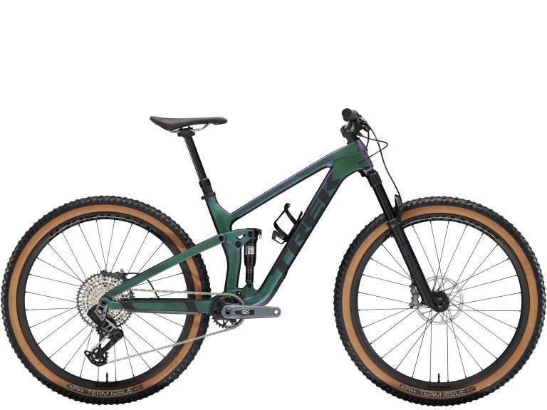 Trek Top Fuel 9.8 GX AXS T-Type 2024, VTT tout-suspendu carbone, vue de profil