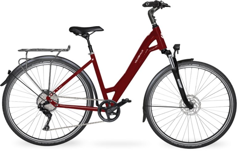 Velo de Ville A400 2024, vélo de ville à cadre Wave rouge, vue de profil