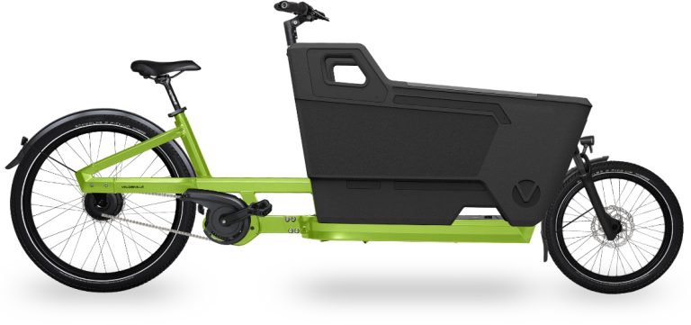 Velo de Ville FR8 2024, vélo utilitaire vert à roue avant de 20 pouces, vue de profil