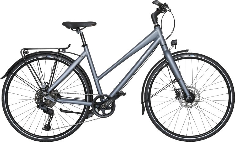 Velo de Ville L200 2024, vélo de trekking aluminium à cadre trapèze, vue de profil