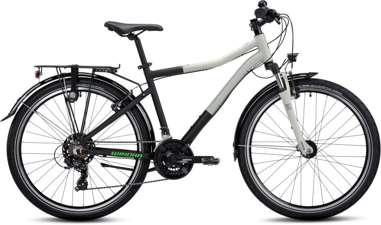 Winora Dash 26 pouces 2024 en coloris noir et gris mat, vélo junior à fourche suspendue, vue de profil