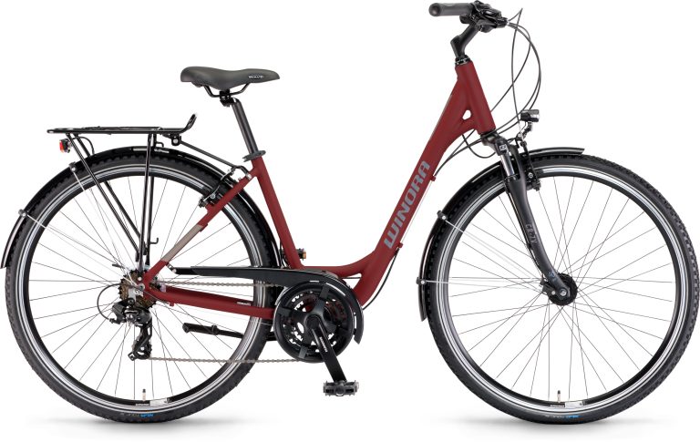 Winora Domingo 21 2025, vélo de trekking à cadre Low coloris chestnut matt, vue de profil