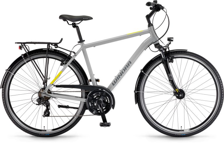 Winora Domingo 21 silk grey 2025, vélo de trekking aluminium à cadre High, vue de profil