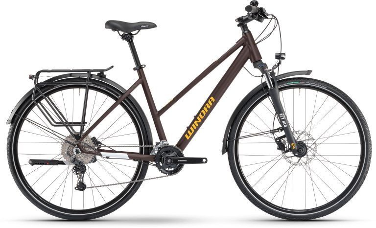 Winora Domingo X20 2024 coloris dark chocolate mat, vélo de ville à cadre Mid