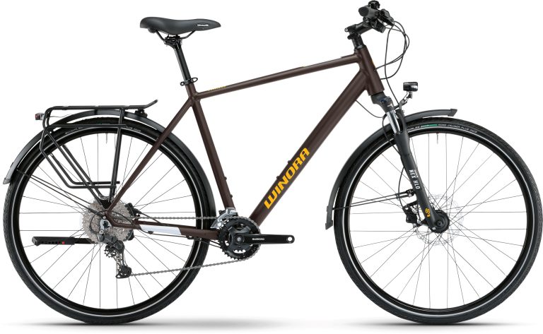 Winora Domingo X20 High 2024 dark chocolate mat, vélo de trekking à cadre haut, vue de profil