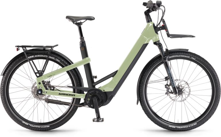 Winora Yakun R5 Pro Low Step 2024, vélo de trekking à courroie et cadre bas, vue de profil